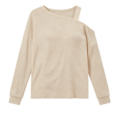 Women's Cold Shoulder Tunic Top, Long Sleeve Khaki Blouse