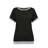 Women's Color Block Tunic Top, Summer Short Sleeve Blouse