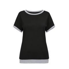 Women's Color Block Tunic Top, Summer Short Sleeve Blouse