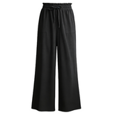 Women's High Waist Wide Leg Pants with Tie Knot & Pockets