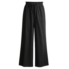 Women's High Waist Wide Leg Pants with Tie Knot & Pockets