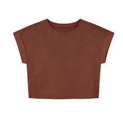 Women's Crewneck Rolled Sleeve Basic Crop Top Tee
