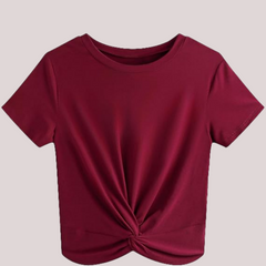 Women's Summer Short Sleeve Twist Front Crop Top