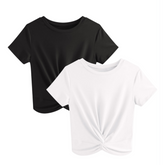 Summer Twist Front Short Sleeve Crop T-Shirt (2-Pack)