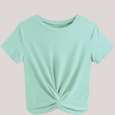 Women's Summer Short Sleeve Twist Front Crop Top