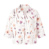 Women's Loose Fit Button Down Cropped Shirt with Pocket