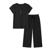 Womens Two Piece Summer Lounge Set with Wide Leg Pants