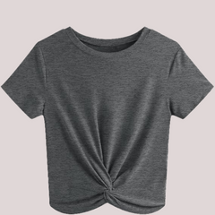 Women's Summer Short Sleeve Twist Front Crop Top