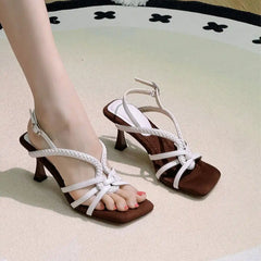 Women's Braided High Heel Sandals (Microfiber & Sheepskin)