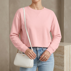 Women's Soft Cropped Pullover Loose Fall Sweatshirt
