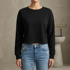 Women's Loose Fit Cropped Sweatshirt Soft Pullover