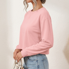 Women's Soft Cropped Pullover Loose Fall Sweatshirt