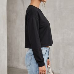 Women's Loose Fit Cropped Sweatshirt Soft Pullover