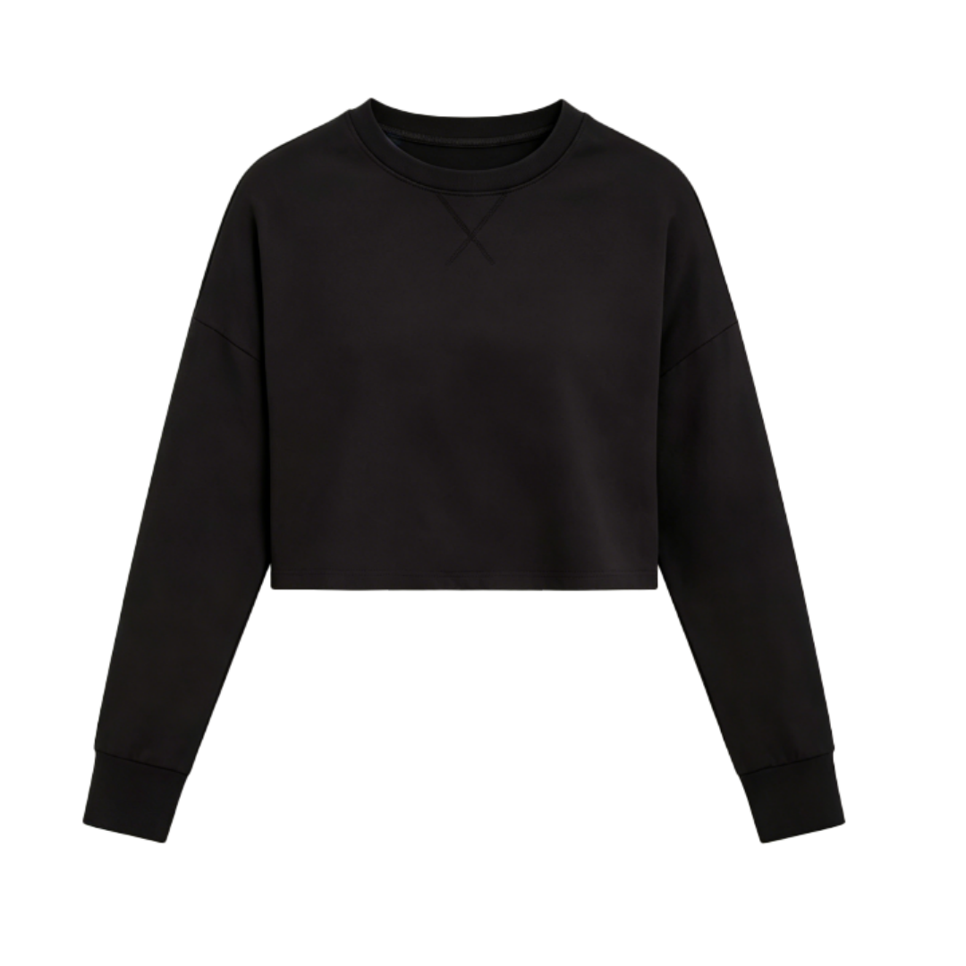 Women's Loose Fit Cropped Sweatshirt Soft Pullover