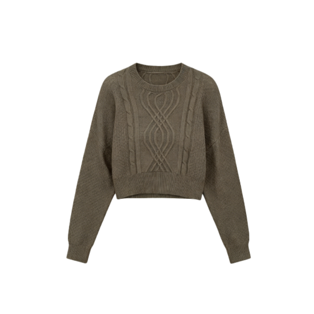 Women's Crewneck Soft Ribbed Knit Cropped Pullover Sweater