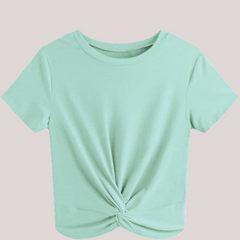Women's Summer Short Sleeve Twist Front Crop Top