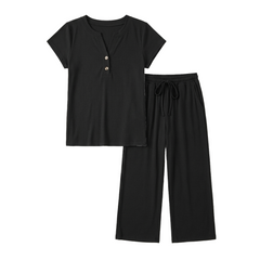 Womens Two Piece Summer Lounge Set with Wide Leg Pants