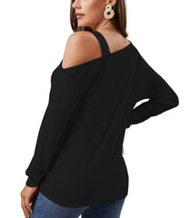 Women's Cold Shoulder Long Sleeve Casual Tunic Blouse
