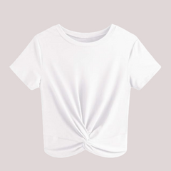 Women's Summer Short Sleeve Twist Front Crop Top